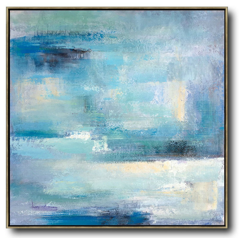 Extra Large Abstract Painting On Canvas,Oversized Contemporary Art,Modern Art Abstract Painting,Sky Blue,Violet,White,Nude.etc